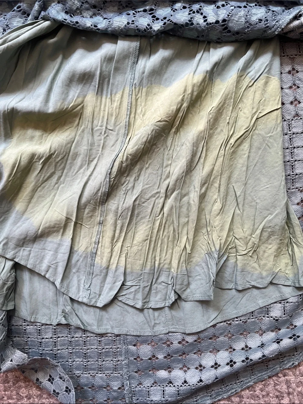 Anthropologie Antoinette Lace Midi Dress 8 Sage Green Ruffle EUC - Picture 10 of 13